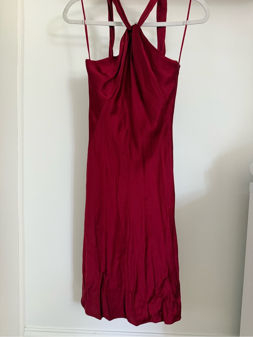 Elie Tahari silk red silk Twist-Strap Midi Dress - Women's Elegant Evening Dress